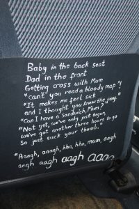 Photograph of poem Baby on the back seat by Alexandra Drysdale